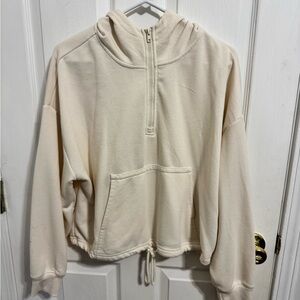 Z Supply Cream Half-Zip Hoodie Sweater